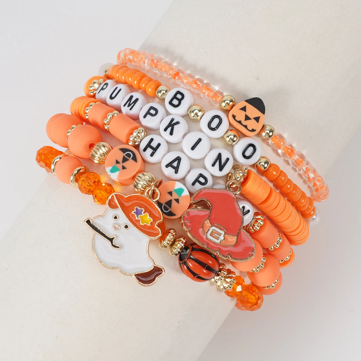 Halloween Elements Pumpkin Spider Web Pendant Soft Ceramic Rice beads